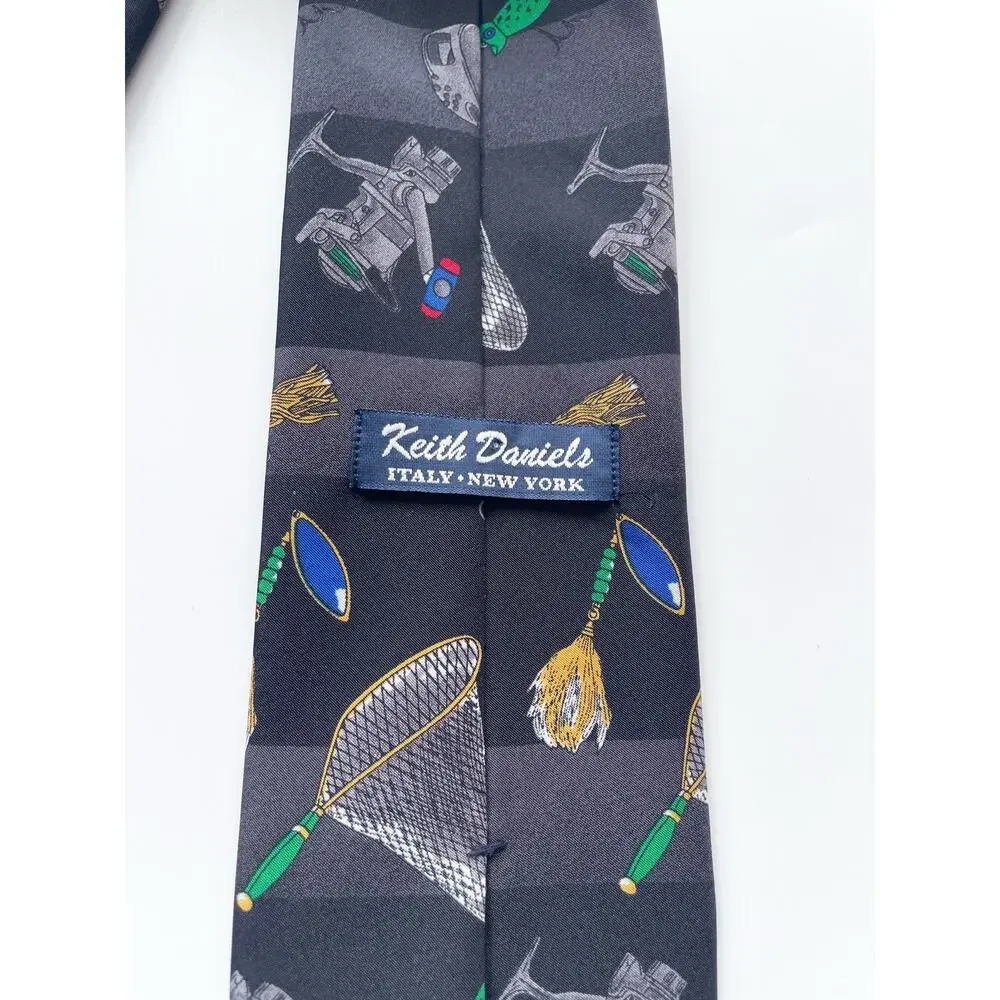 Vintage Keith Daniels Fly Fishing Themed Colorful Neck Tie